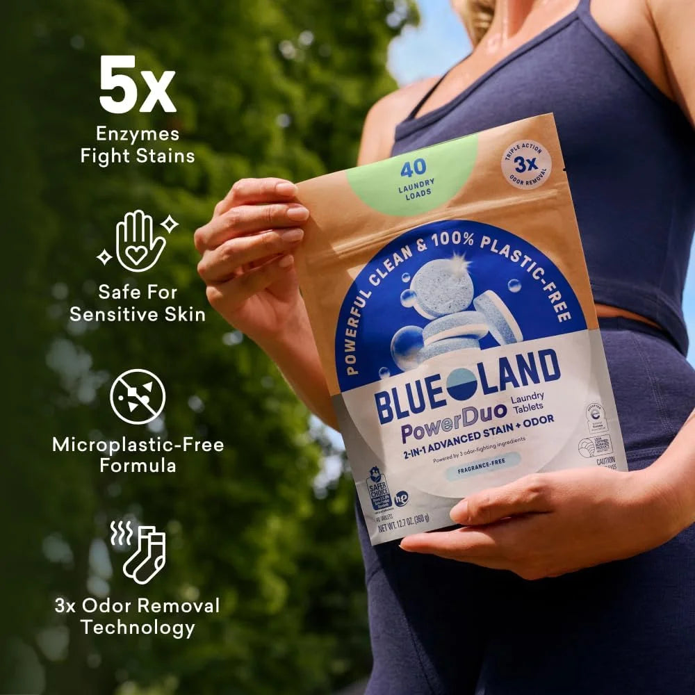 BLUELAND PowerDuo Laundry Detergent Tablets, 60ct. Fragrance Free