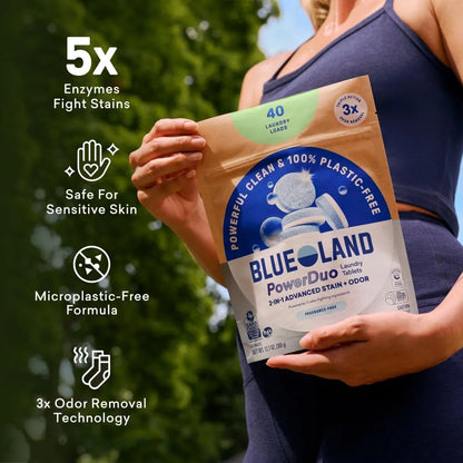BLUELAND PowerDuo Laundry Detergent Tablets, 60ct. Fragrance Free