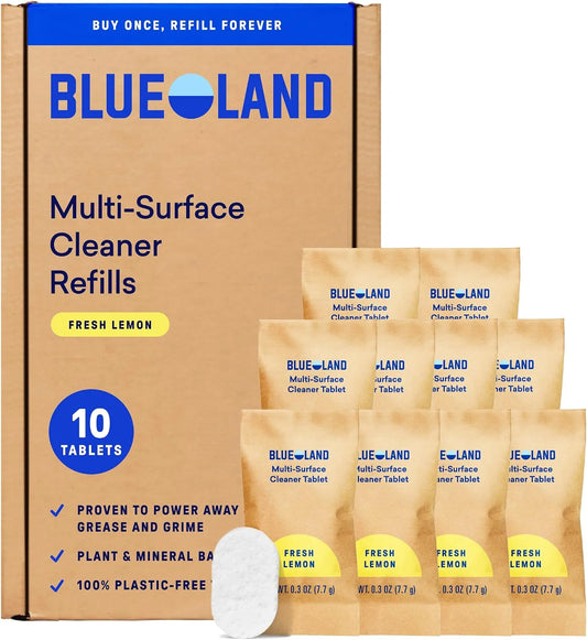 BLUELAND Multi-surface Spray Cleaner, 10-Pack Refill, Fresh Lemon