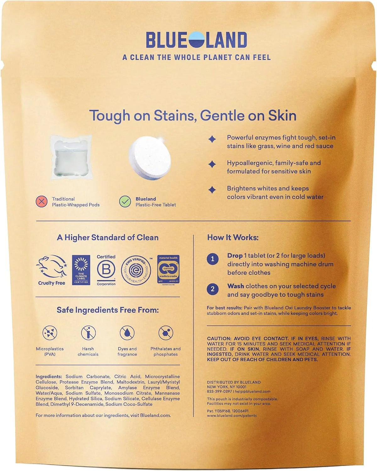 BLUELAND 100% Plastic-Free Laundry Detergent Tablets, 36ct, Spring Bloom