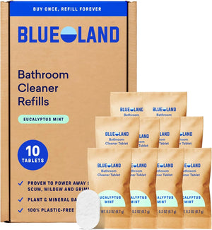 BLUELAND Bathroom Spray Cleaner, 10-Pack Refill, Eucalyptus Mint