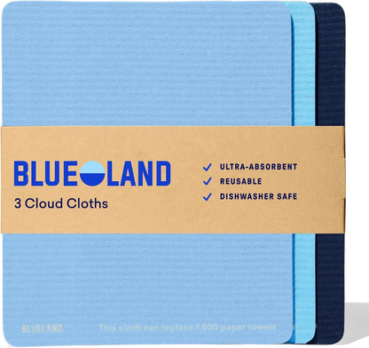 BLUELAND Cloud Cloth, 3-Pack, Reusable Paper Towel, Swedish Dishcloth