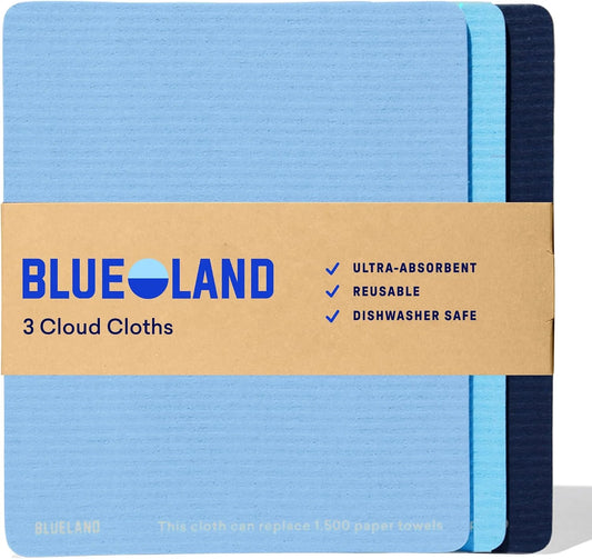 BLUELAND Cloud Cloth, 3-Pack, Reusable Paper Towel, Swedish Dishcloth
