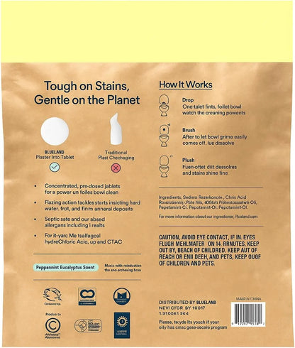 BLUELAND Toilet Bowl Cleaner Tablets. Peppermint Eucalyptus Scent. 30 Tablets.