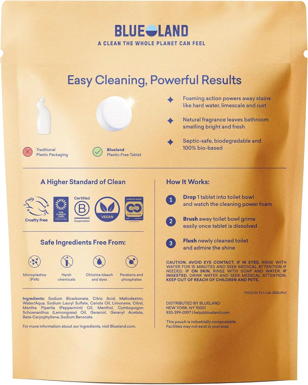 BLUELAND 100% Plastic Free Toilet Bowl Cleaner Tablets 28 Count, Eucalyptus