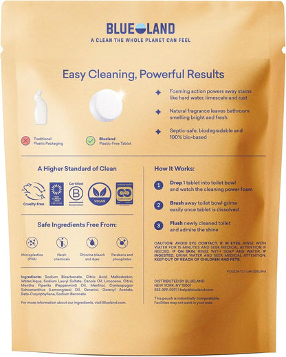 BLUELAND 100% Plastic Free Toilet Bowl Cleaner Tablets 28 Count, Eucalyptus