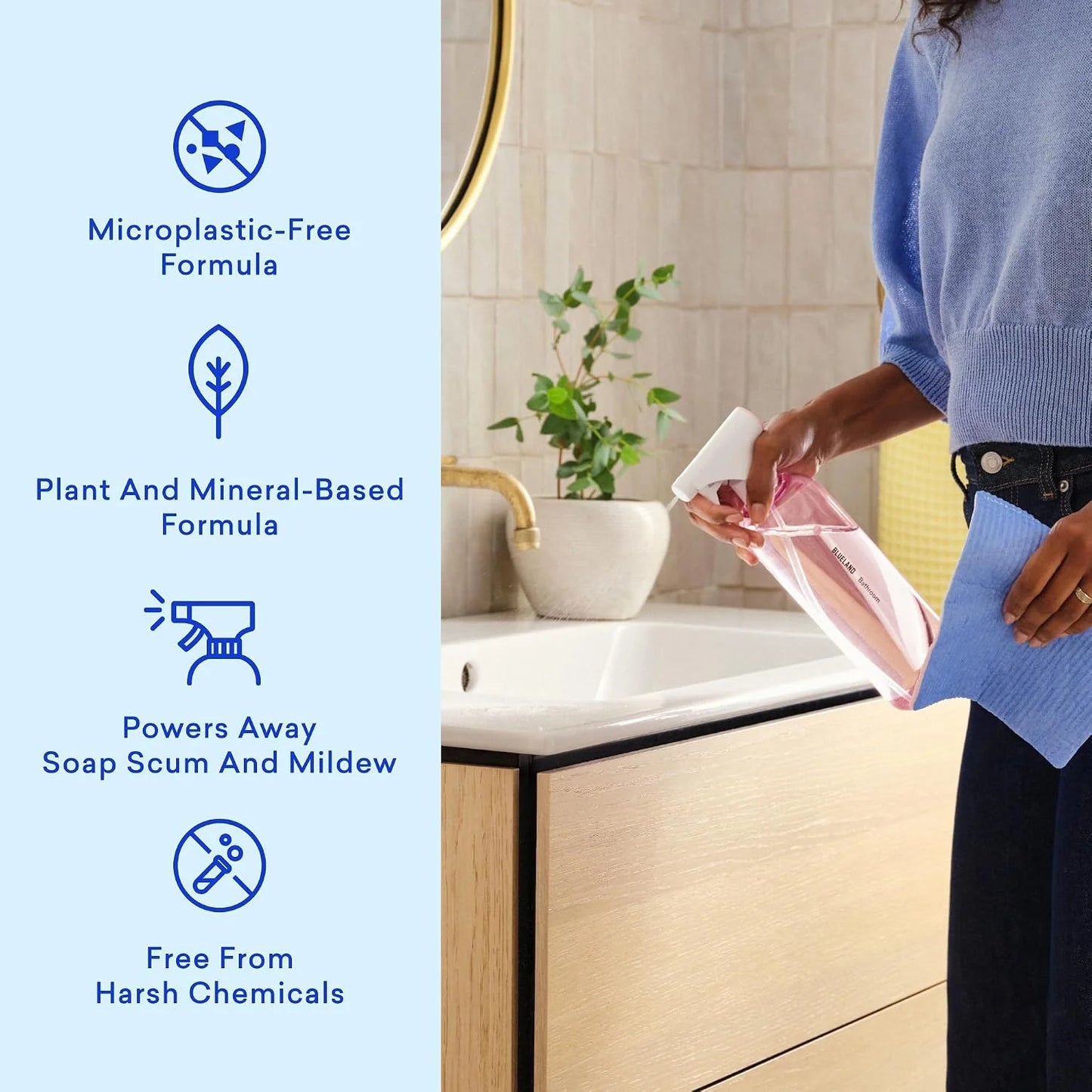 BLUELAND Bathroom Spray Cleaner, 10-Pack Refill, Eucalyptus Mint