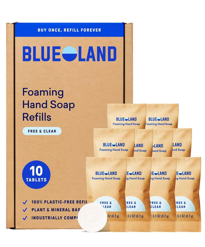 BLUELAND Foaming Hand Soap Refill Tablets, 10-Pack, Fragrance Free