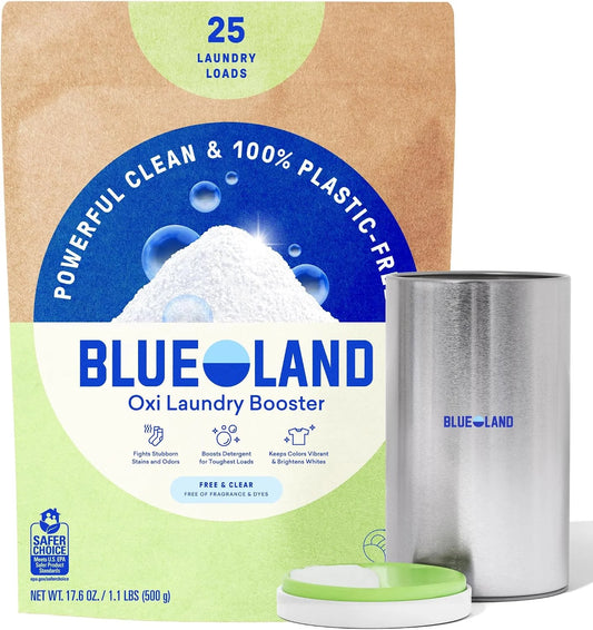 BLUELAND Oxi Laundry Booster Powder, Fragrance Free & Clear, 17.6 oz