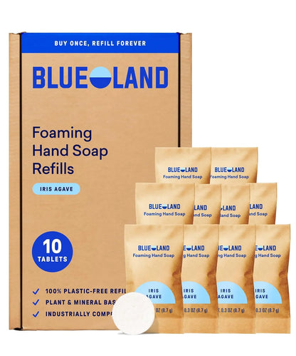 BLUELAND Foaming Hand Soap Refill Tablets, 10-Pack, Iris Agave Scent