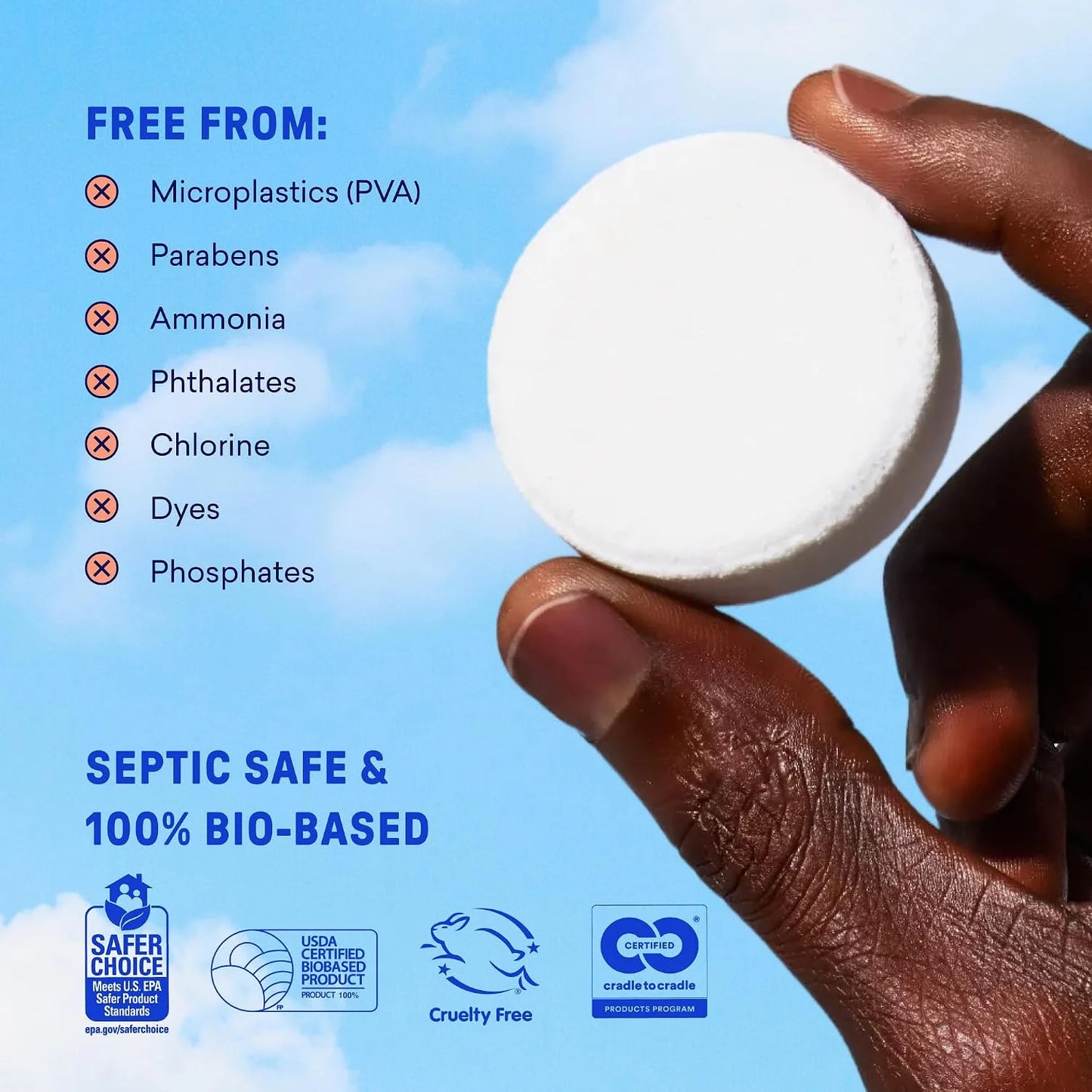 BLUELAND 100% Plastic Free Toilet Bowl Cleaner Tablets Set, Eucalyptus