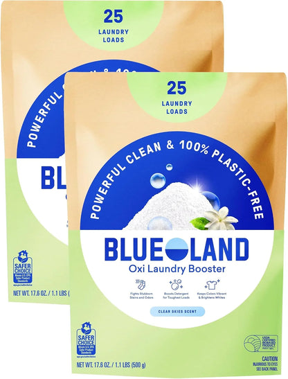 BLUELAND Oxi Laundry Booster Powder Refill 2-Pack, Clear Skies, 35.2 oz