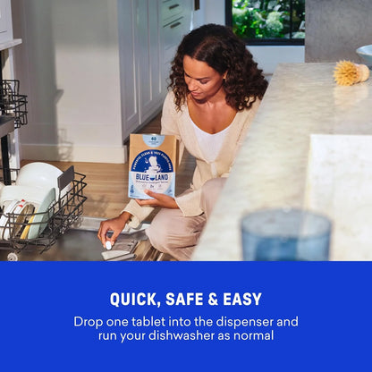 BLUELAND 100% Plastic-Free Dishwasher Detergent Tablets Set, Lemon Zest