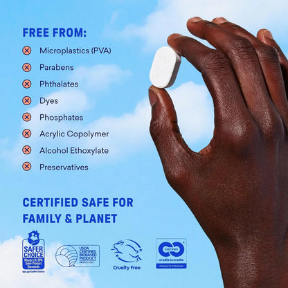 BLUELAND 100% Plastic-Free Dishwasher Detergent Tablets Set, Free & Clear