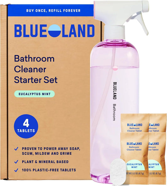 BLUELAND Bathroom Spray Cleaner, Starter Set, Eucalyptus Mint